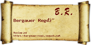 Bergauer Regő névjegykártya